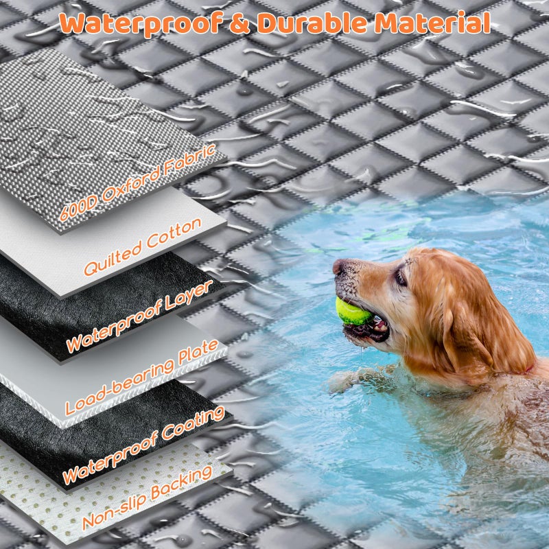 URPOWER Backseat Extender for Dogs - Hard Bottom Dog Car Seat Cover for Back Seat, Dog Hammock for Car and SUV, Pet Rear Seat Protector Dogs Travel Bed with Mesh Window & Side Flaps - Image 5